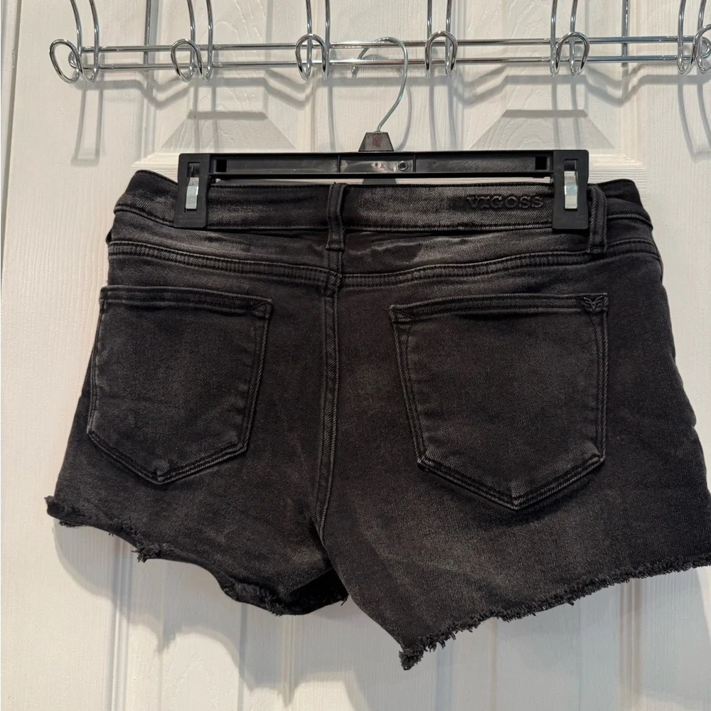 🖤🧡🔥Vigoss Marley Black Denim Shorts Size 27 | Distressed Cutoff Raw Hem